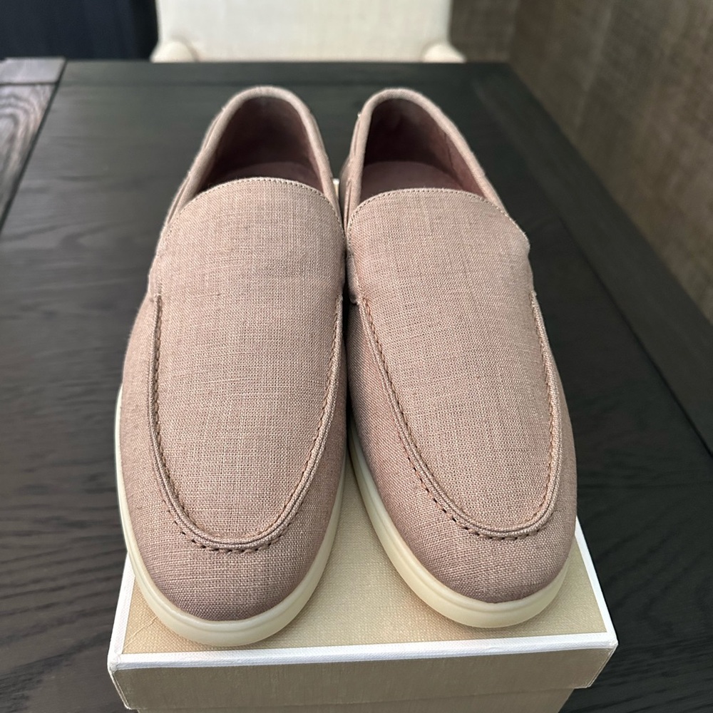 Taupe Linen Yacht Loafers NWT